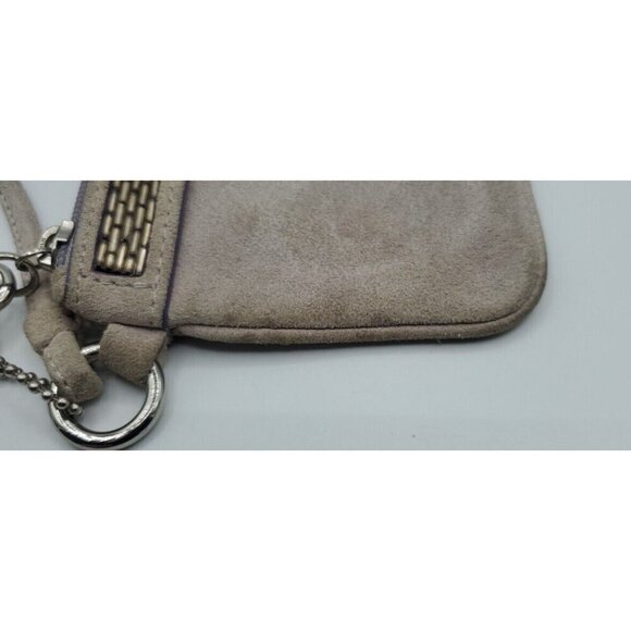 Coach Signature Beaded Leather Tan Suede Wristlet Wallet w/Lavender Lining - Picture 7 of 9